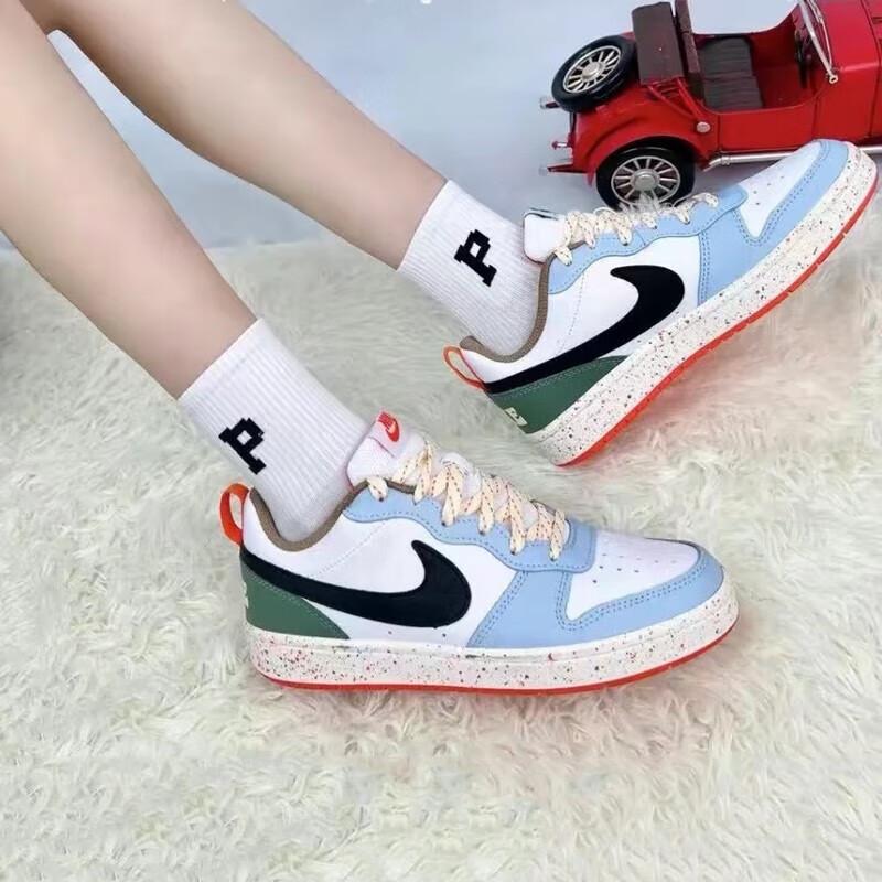 Nike Court Borough Low 2 GS Fehér Alabástrom Szórt Gyerek Cipők Fekete Vitorla DX6052-101
