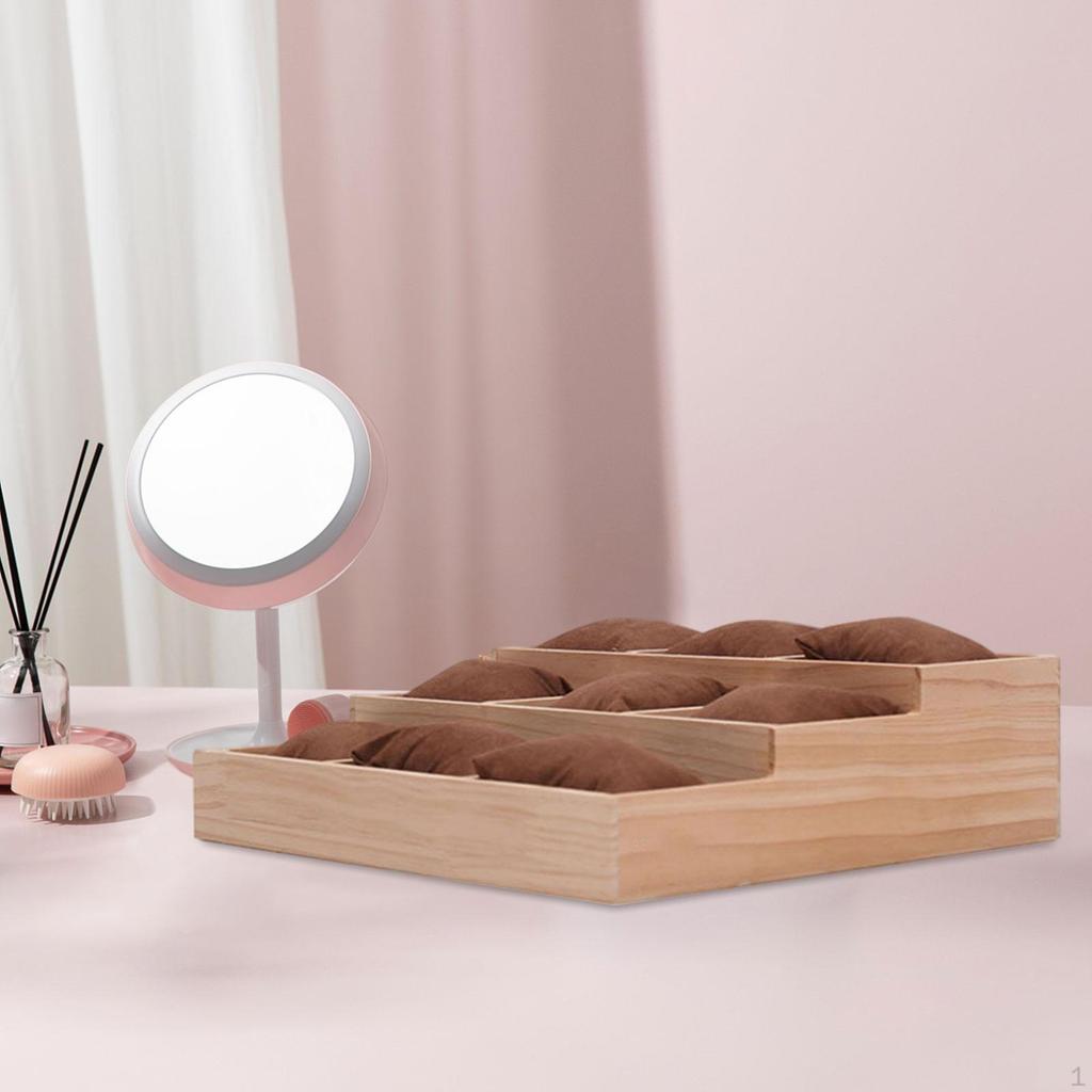 Watch Display Tray Holder Box Wooden for Bangles with Pillow Jewelry Organizer