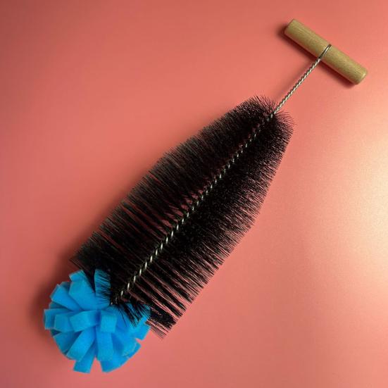 Bottle Brush with Bamboo Handle Food-Grade Nylon Hard Bristles Deep Cleaning Brush for Glass Bottles Cups Kettles