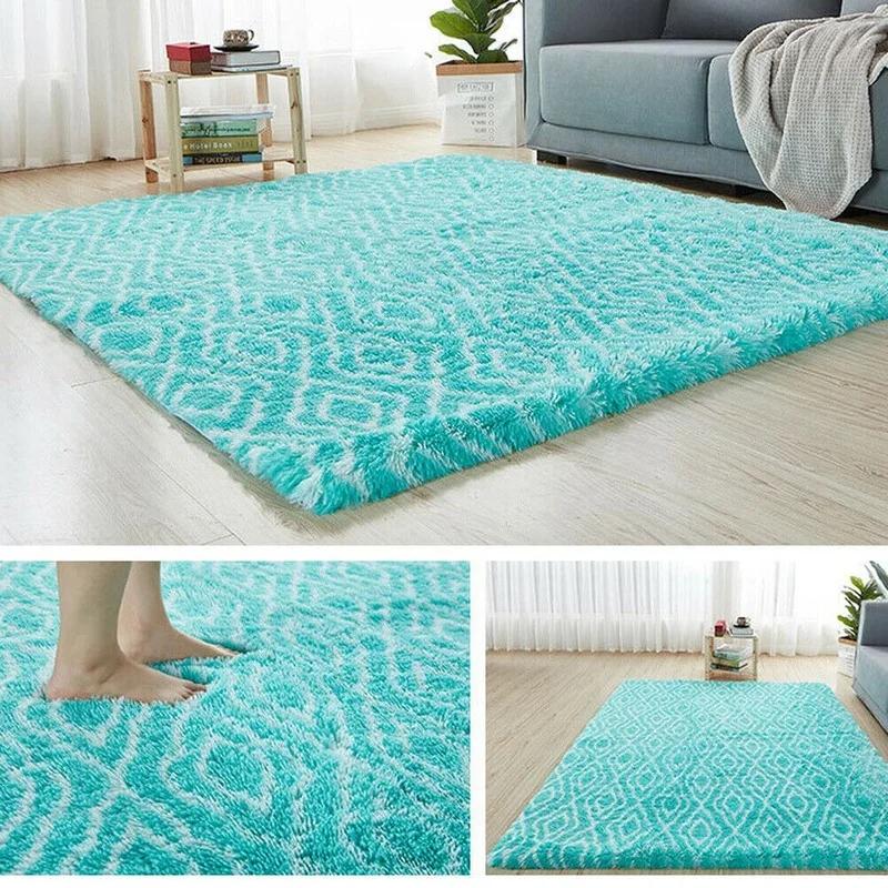 Rainbow Colorful Carpet Fluffy Rugs Tie Dyeing Soft Plush Shag Area Rug Anti-Slip Carpets For Living Room Bedroom Floor Mats