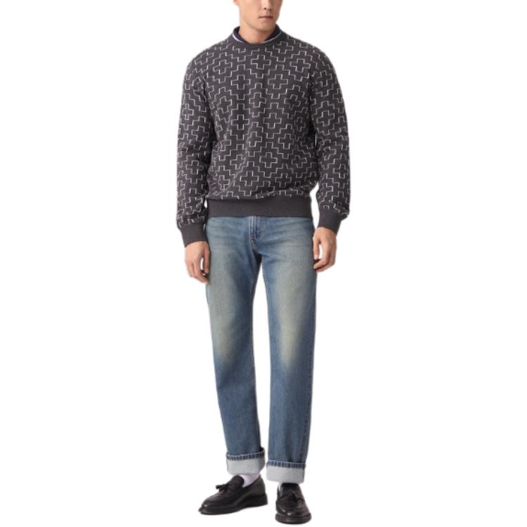 Levis Simple Comfortable Casual Loose Relaxed Ribbed Crew Neck Long Sleeve Knit Sweater Men Sweater Black 003TG-0000