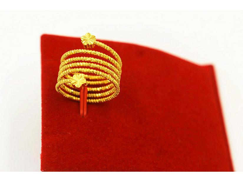 Stylish Korean Adjustable Index Finger Gold Brass Sand Ring for Women