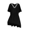 Plus Size V-Neck Slimming Mid-Length Dress for Women 200/300/350 Jin - New Style 7190