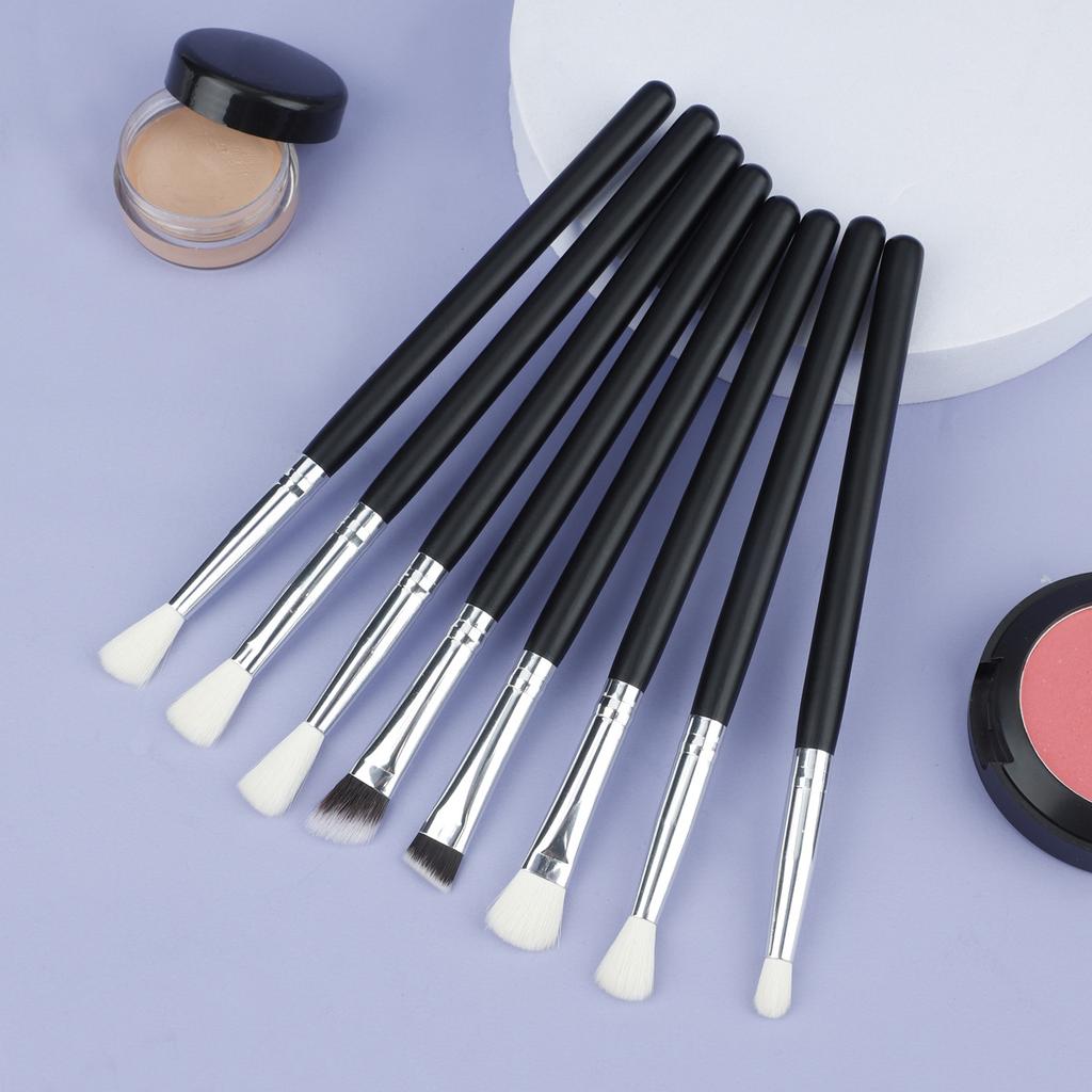 New 8 eye eyeshadow makeup brush set, wooden handle large medium small eyeshadow brush imitation wool makeup brush