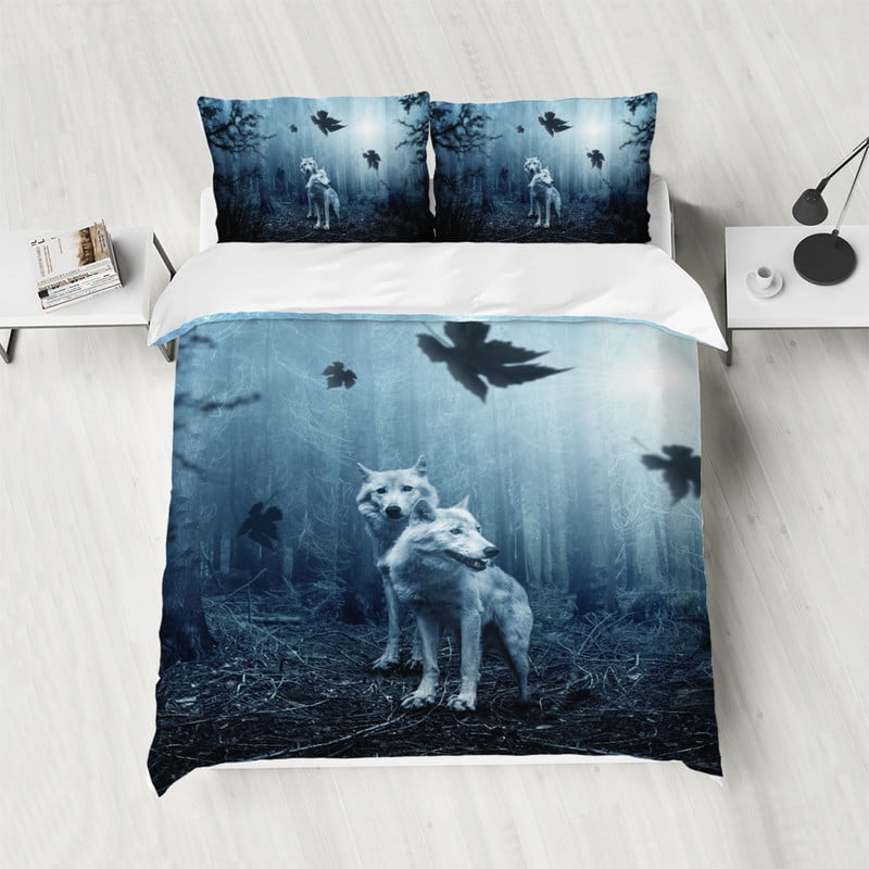 

Creative Col Bedclothes Boy Man Soft Duvet Cover Set Wolf Printed Vintage Beding Cover Set Quen Sized Dimensions Warm Soft plus Breathable 120*200cm Single