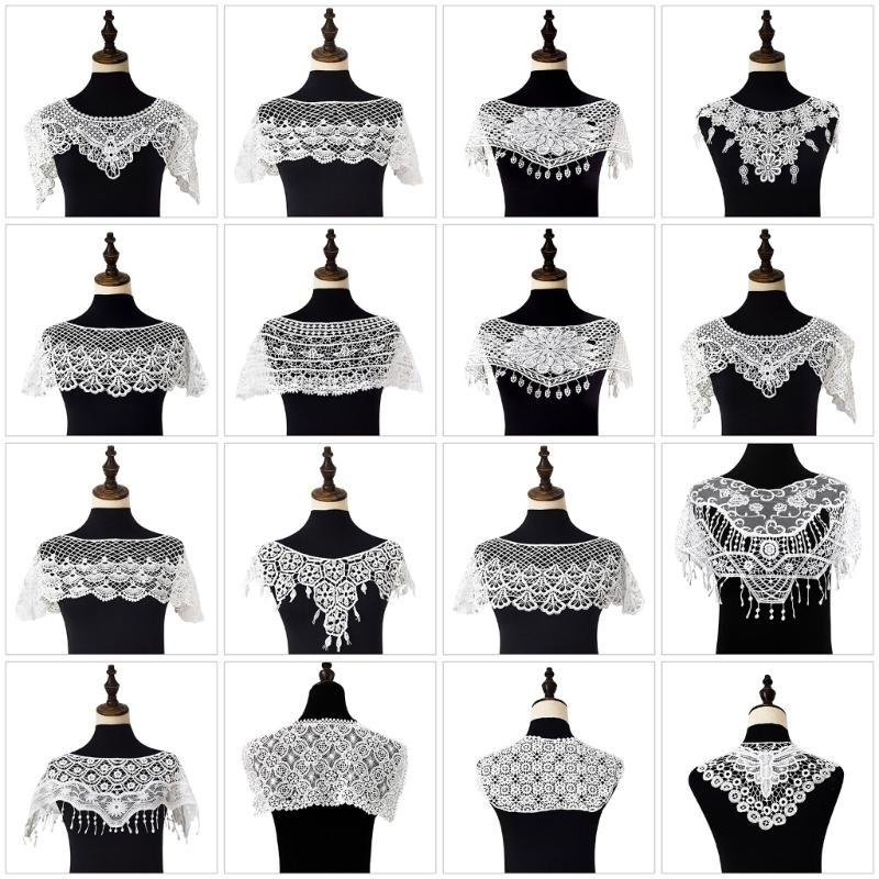 Women's Fashionable Lace Capelet with Embroidery Hollow out False Half Shirt Collar Neck for Special Occasion