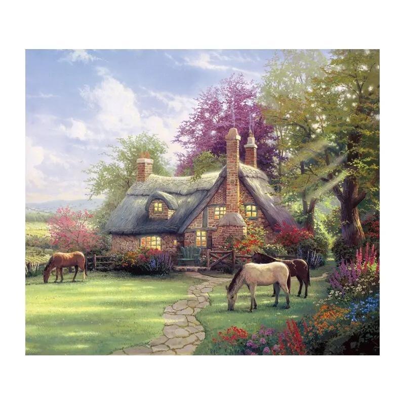 

Рождественский снежный пейзаж Парижский городской пейзаж Печать на холсте Фермерский дом Парусный настенный декор Плакаты для украшения дома 21cm×30cm NoFrame