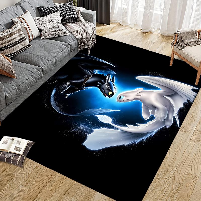 How To Train Your Dragon Toothless & Light Fury (2) Area Rug, HTTYD Fan Cozy Carpet, Great Gift.chl