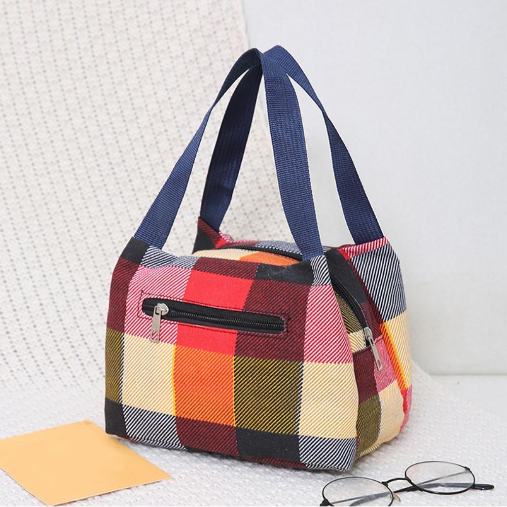 

Women Fashion Zipper Oxford Cloth Bag Lightweight Casual Canvas Handbag Waterproof Lunch Box красный