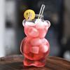 Cute Bear-Shaped Glass Drinkware Cups with Straw Household Kitchen Creativity Cartoon Cocktail Champagne Glass Coffee Mugs Gifts