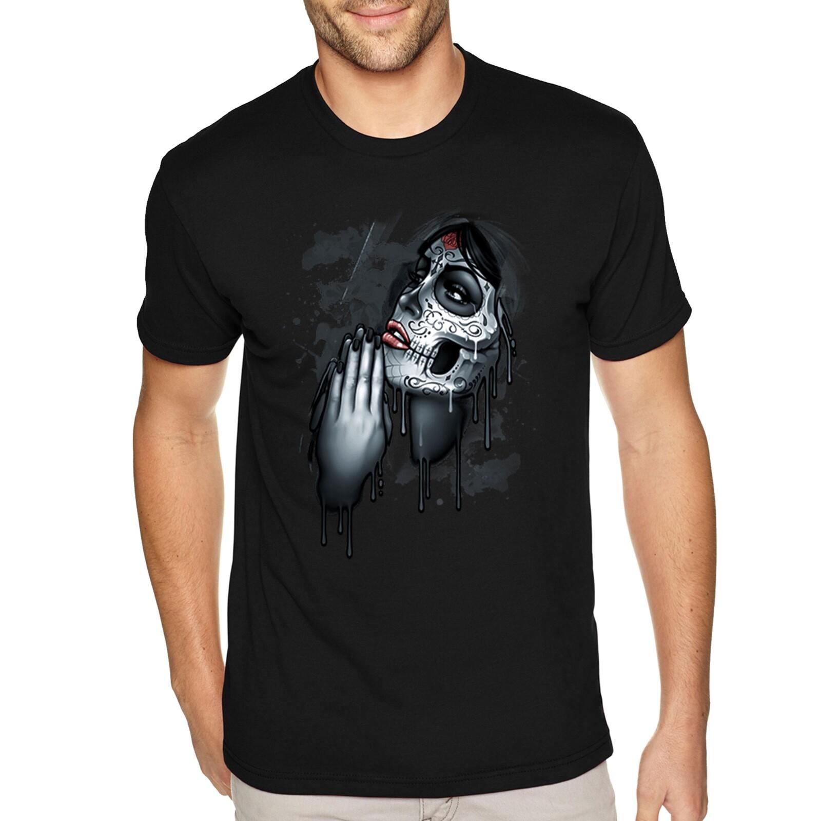 

XtraFly Apparel Men s Tee Day of Dead Pray Sugar Skull Muertos Crewneck T-shirt 5XL різнокольоровий