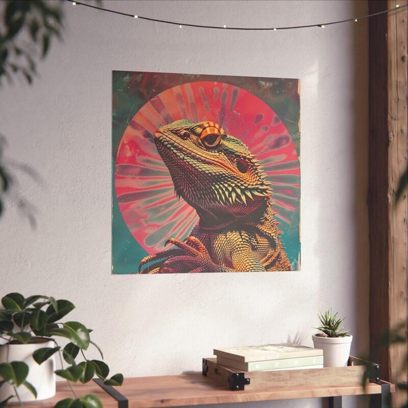 Tapestry vintage retro bearded agama 75x100 чёрный