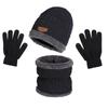 3-Piece Winter Men'S Hat Set Scarf Gloves And Neck Warmer All In One Fleece-Lined Knitted Hat
