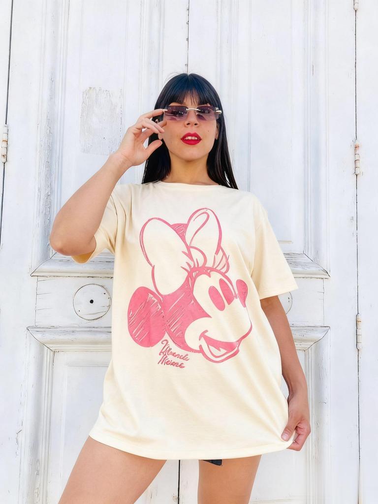 Summer Trendy Disney Minnie Mouse Graphic Tshirt Women Casual Loose Short Sleeve Tee Cotton Tops Streetwear Cartoon Y2k Clothes