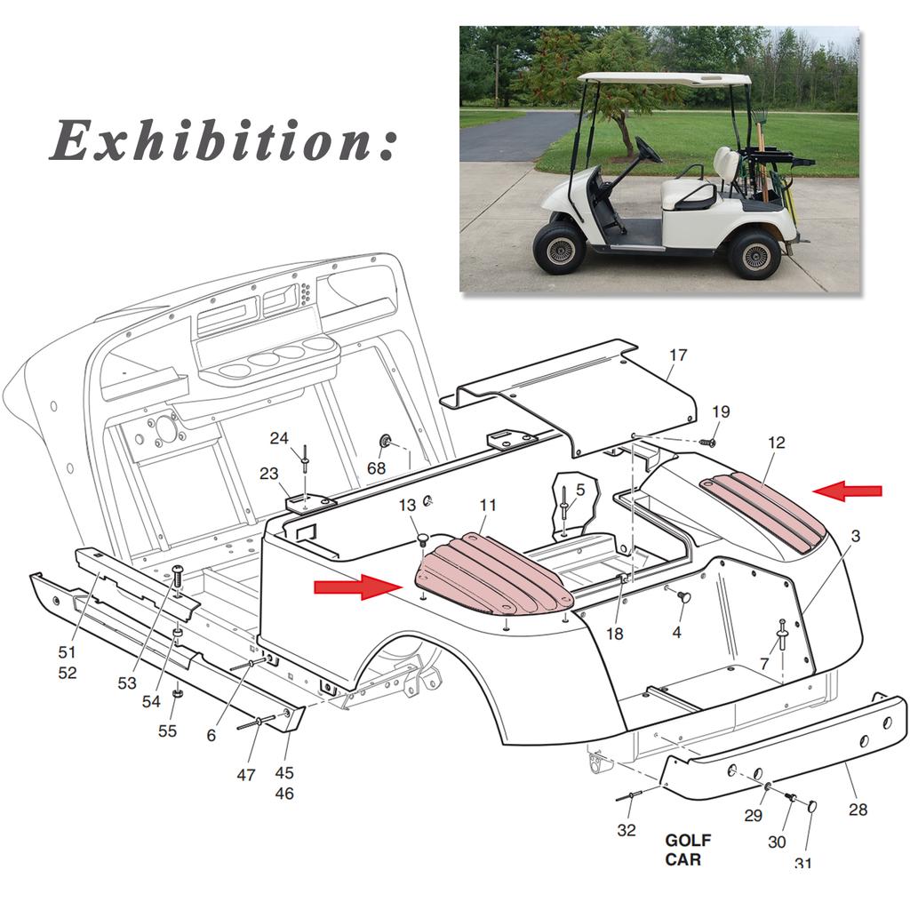 Golf Cart Accessories EZGO TXT Rear Body Trim Panels L&R For Shuttle Car Buggy Car OEM 75126-G01 75162-G02