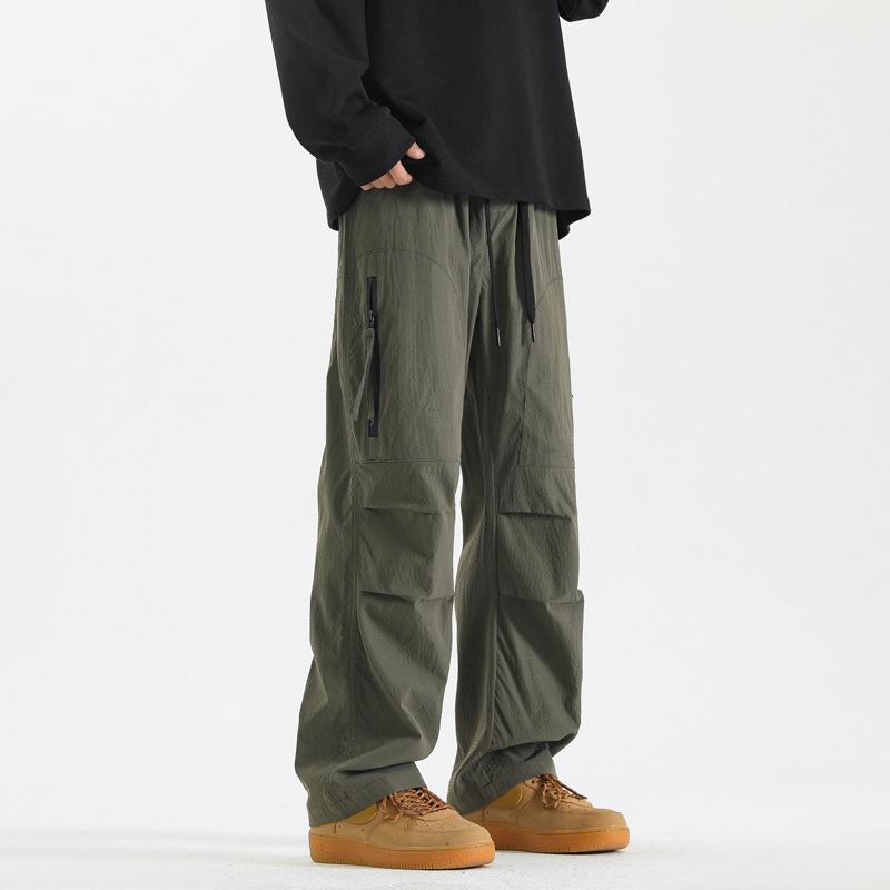 2024 Men's Trendy High Street Cargo Pants: Spring/Autumn, Handsome Loose Fit, Waterproof for Outdoor and Mountaineering
