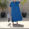 Summer New Turn-down Collar Solid Color Tshirt Dress Women Button Short Sleeve Loose Casual Maxi Dress Ladies Korean Style Robe