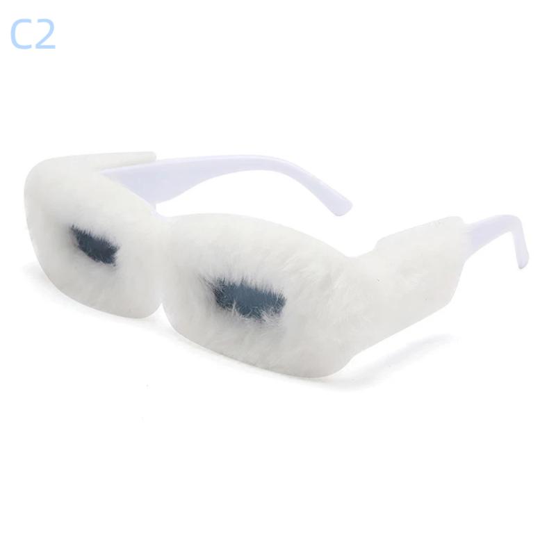 Soft Plush Sunglasses Women For Men Trend Fur Velvet Sun Glasses Female Personality Party Glasses  Accessories