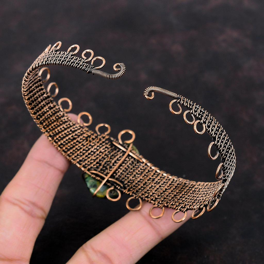 Copper Ruby Zoisite Bangle Copper Wire Wrapped Cuff Bracelet Handmade Boho Jewelry Gemstone Adjustable Bangle Wire Wrap Jewelry Gift For Her