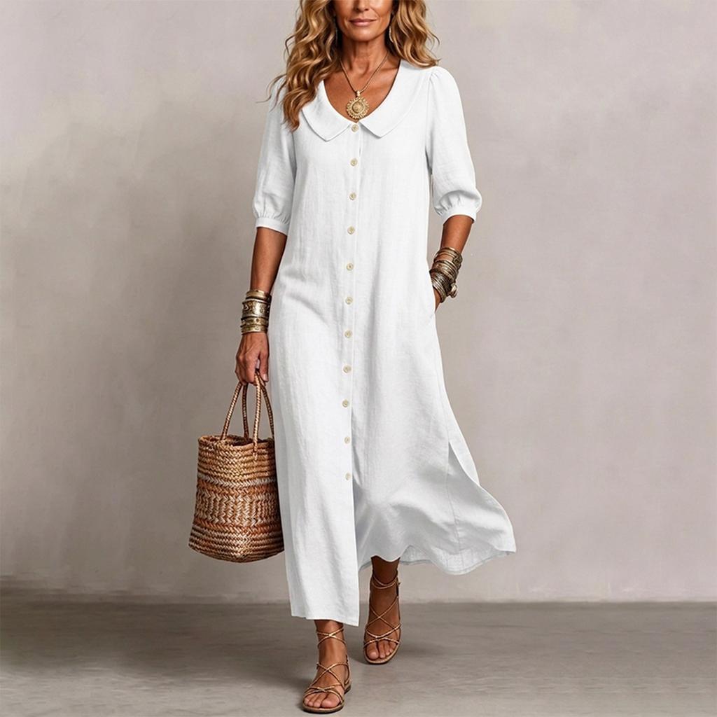 Women’s Loose Fit Button Down Babydoll Collar Dress Maxi Dresses for Women Spring Dresses for Women Casual Dresses for Women Sundresses for Women
