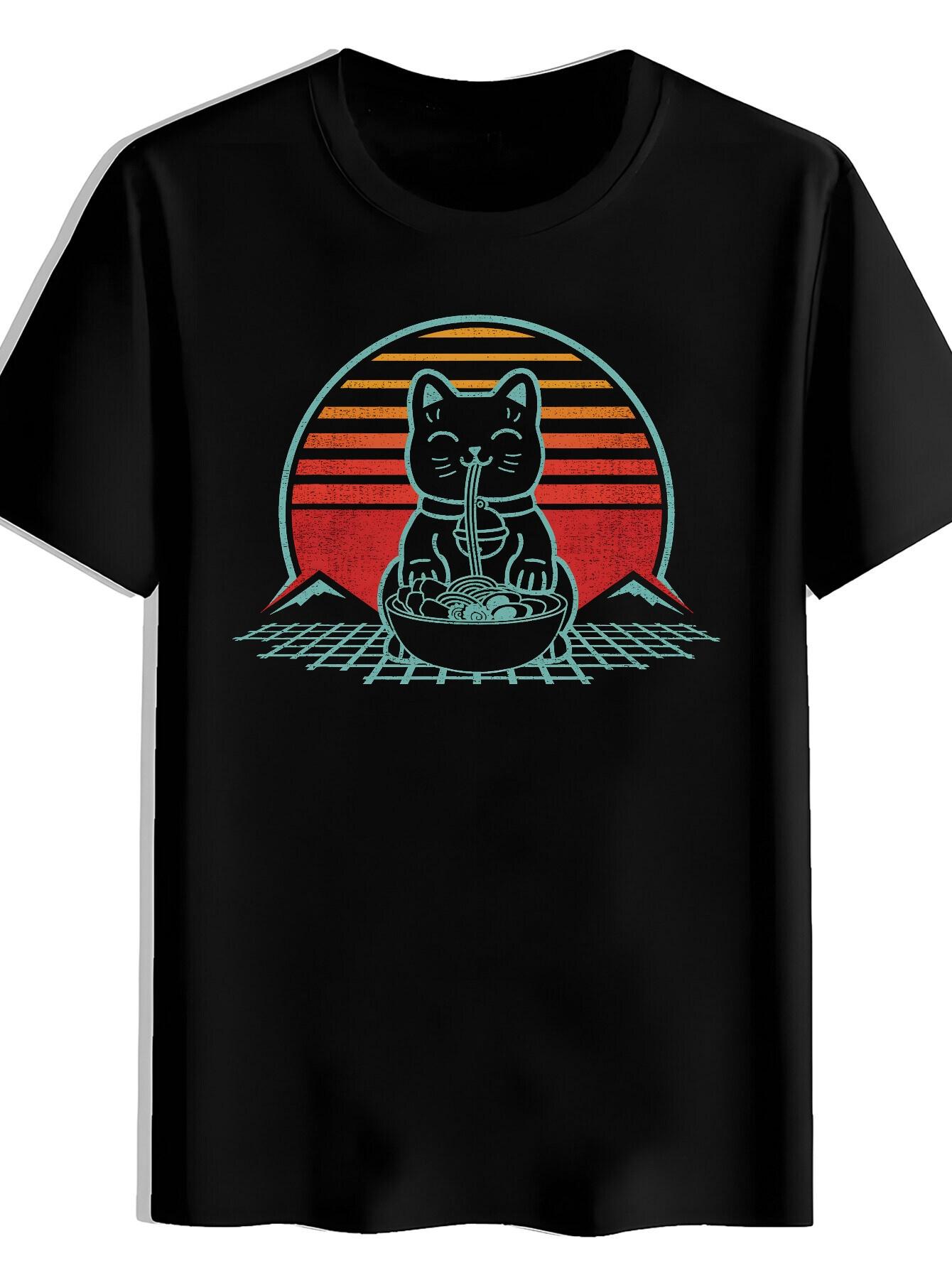 T-shirt Maneki-Neko - Turquoise & Red Fortune Print XXXL
