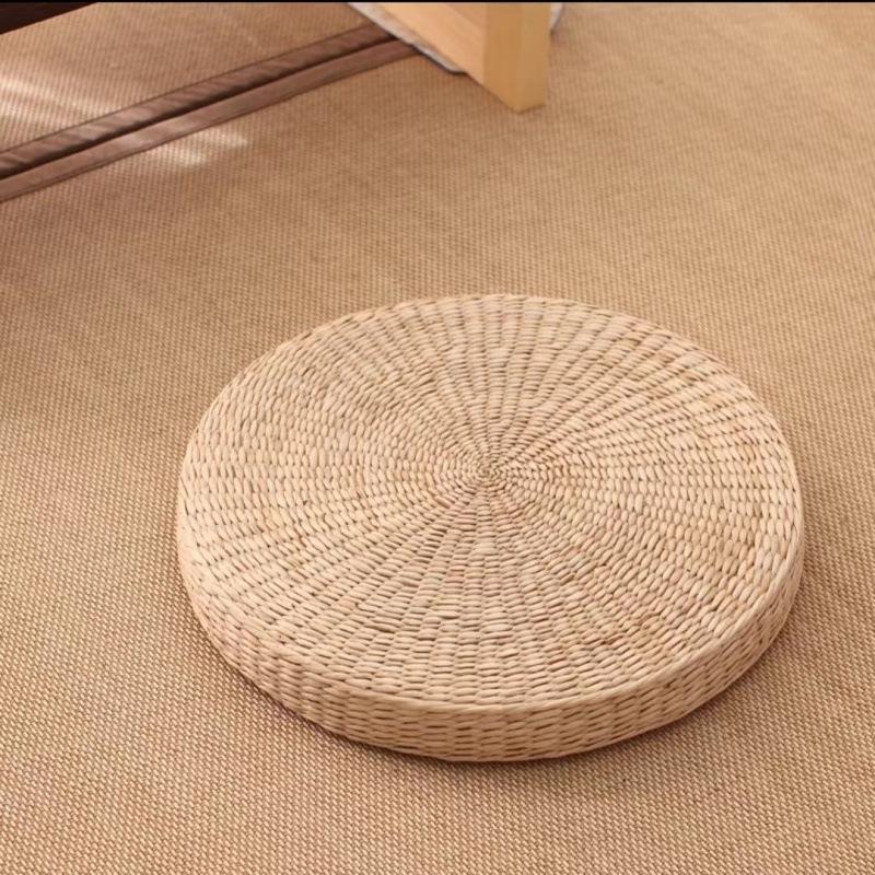 Thickened Straw Braided Tatami Meditation Cushion - Round Kneeling Pad & Zafu Stool