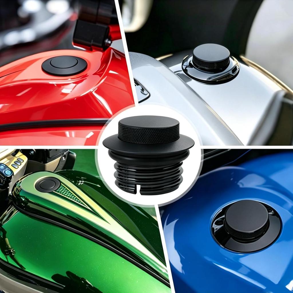 Motorcycle Fuel Tank Pop-Up Gas Cap CNC Flush Pop Up Gas Oil Tank Cap Fit for H-arley Sportster XL Tour Road King Softail Dyna 1992-up (Black)