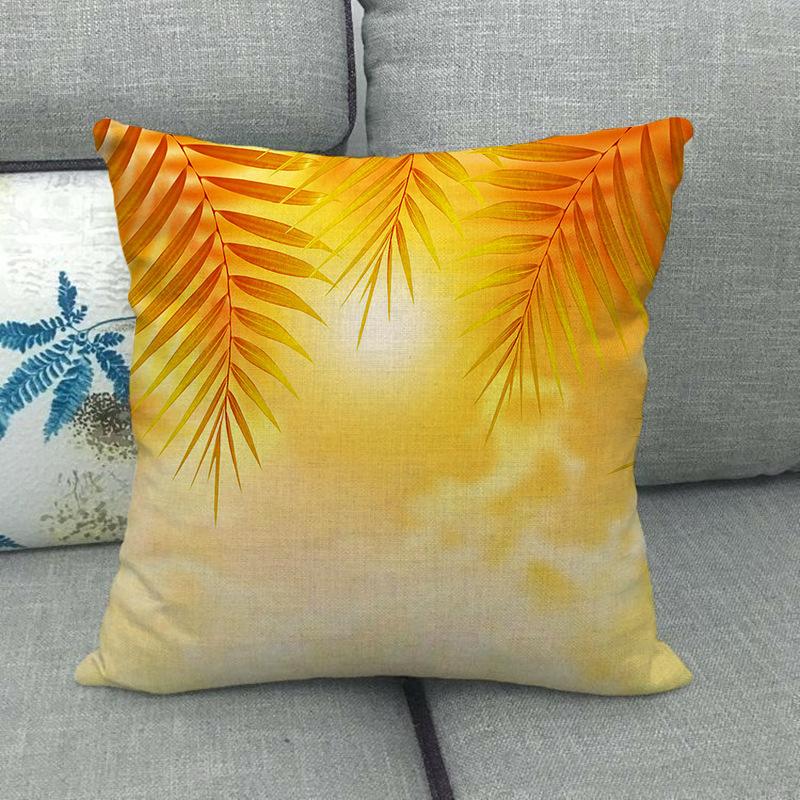 Palm Tree Leaves, Turtle-Back Bamboo Plant Digital Printing Short Plush Pillow Covers For Sofa Office Cushion Cover Home Goods