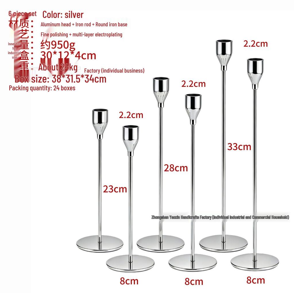 Gold-Plated Metal Candle Holder, Small Iron Art for Dining Table and Christmas Home Decoration