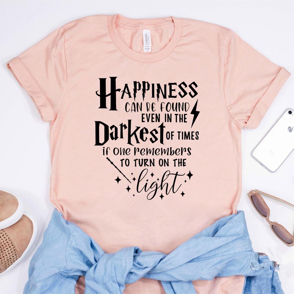 Happiness Can Be Found In The Darkest of Times T-shirt HP Inspired Shirt Dumbledore Quote Wizard Tee Magic School Tops