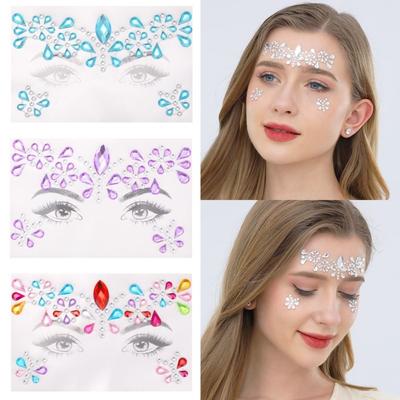 Acrylic Facial Rhinestone Stickers Colorful Rhinestone Eye Shadow Facial Decorations Camping Party