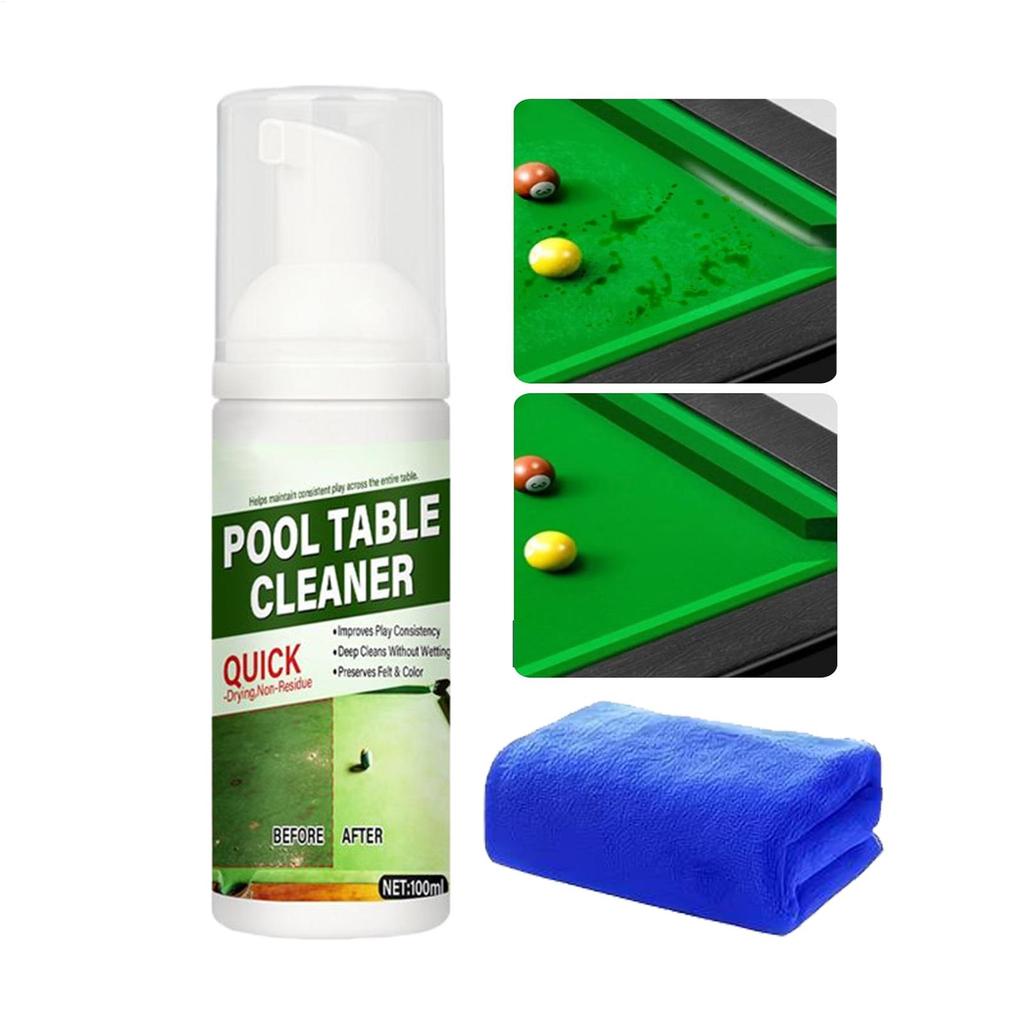 100ml Billiard Table Felt Care Mousse with Towel Multi-Purpose Pool Table Cleaner Care Agent for Sports Clubs Home & Tournament