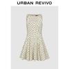 UR2026 Women's Autumn Polka Dot Boat Neck Sleeveless Mini Dress