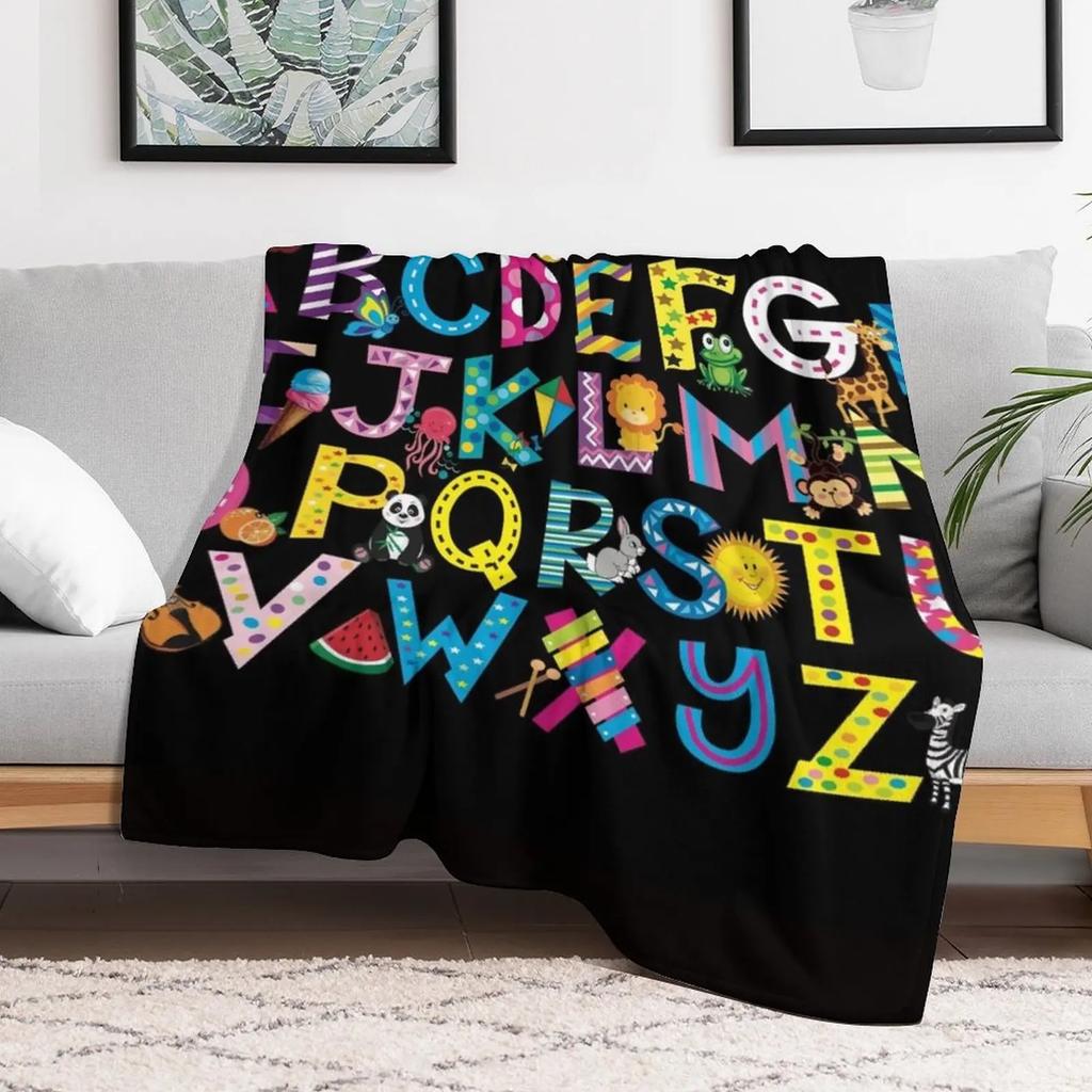 ALPHABET COLLECTION Throw Blanket Multi Purpose Soft Warm Blanket for Home Travel