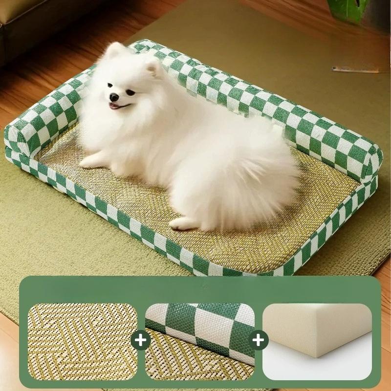 Dog Bed and Cat Bed, Four Seasons Universal Cooling Mat, Detachable Washable Pet Cushion, Non-slip Summer Sleeping Bed for S
