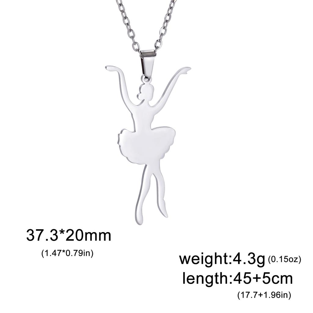 Dancing Ballerina Dancer Ballet Pendant Necklace for Women Stainless Steel Neck Chains Aesthetic Jewelry Gift In