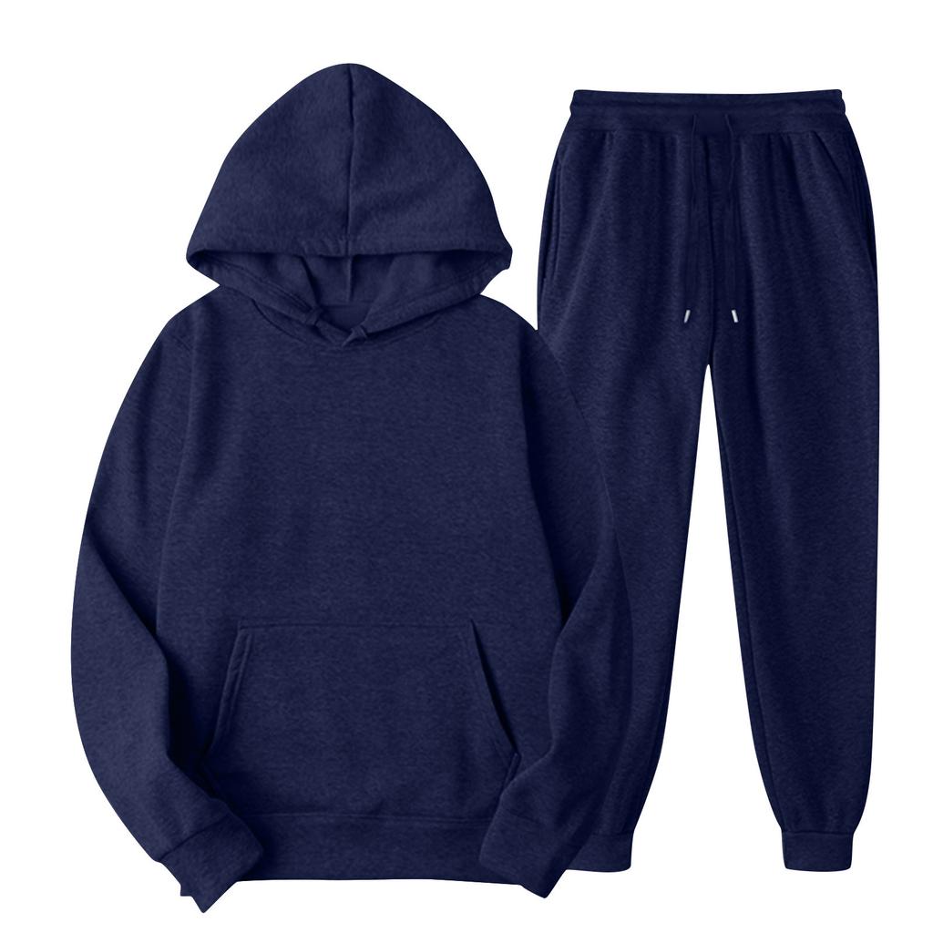 Zweiteiliger lässiger Hoodie-Anzug, Damen-Fleece-Anzug in Farbe, Sweatpants mit Tasche