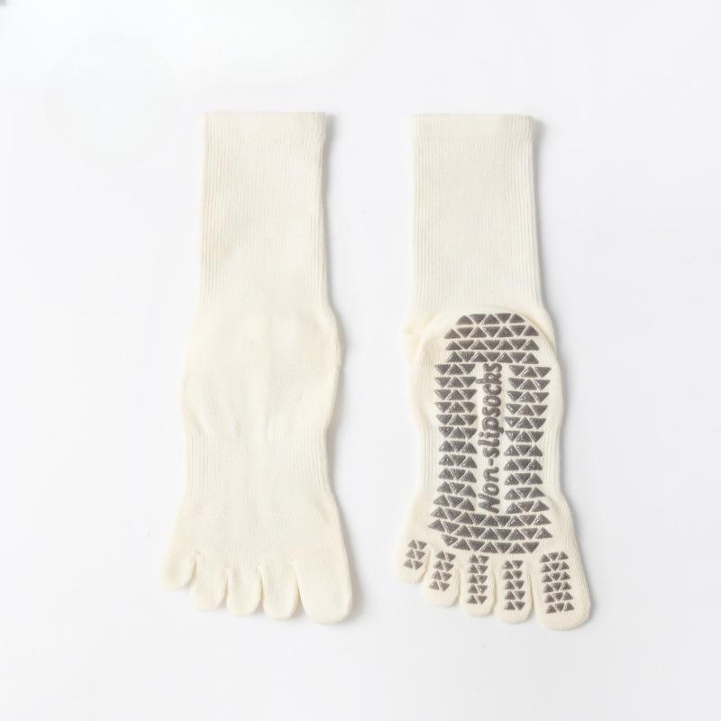 Cotton Yoga Socks with Anti-slip Properties for Pilates Five-finger Socks, Pure Cotton Sweat-absorbing Long-tube Yoga Sports Socks