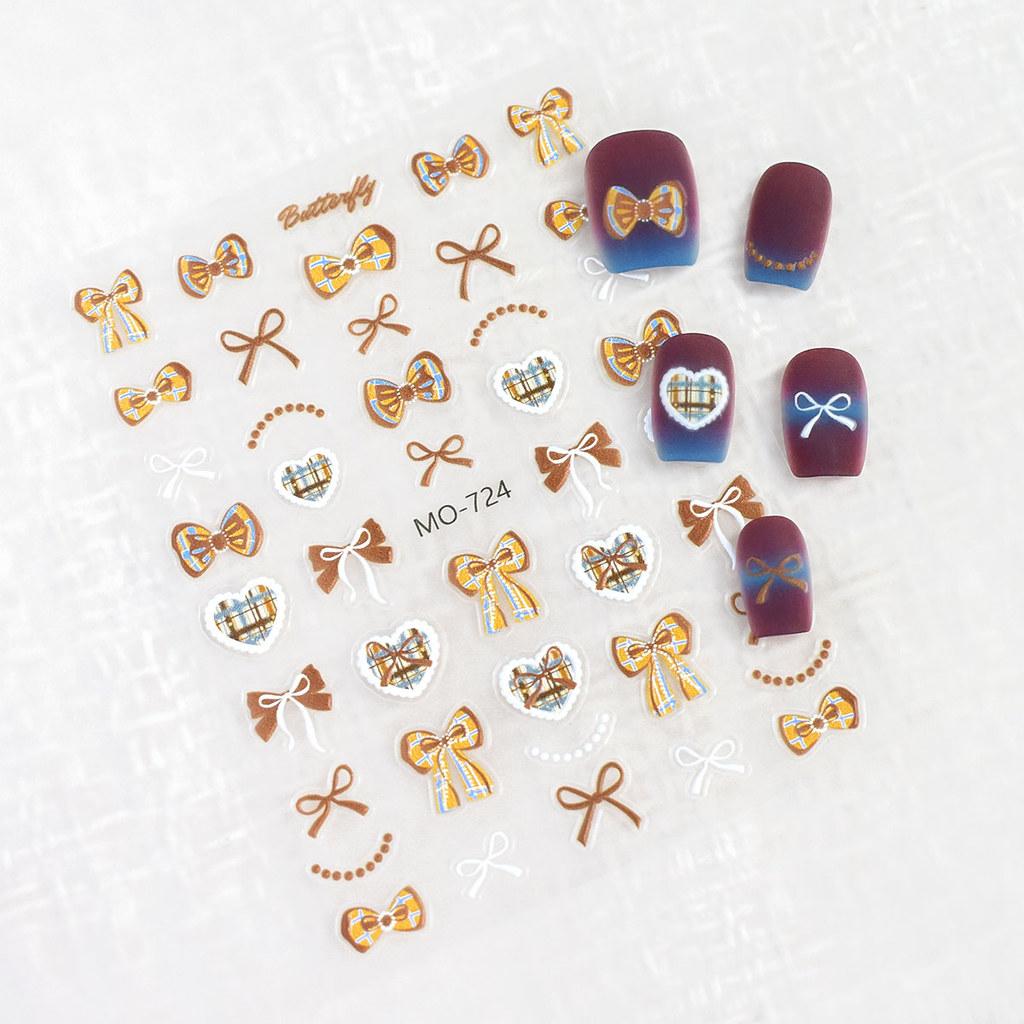 5D Nail Art Relief Nail Sticker Ribbon Bow Nail Decoration Manicure Tool For Nail Salon Self Adhesive DIY Decals For Fall Winter