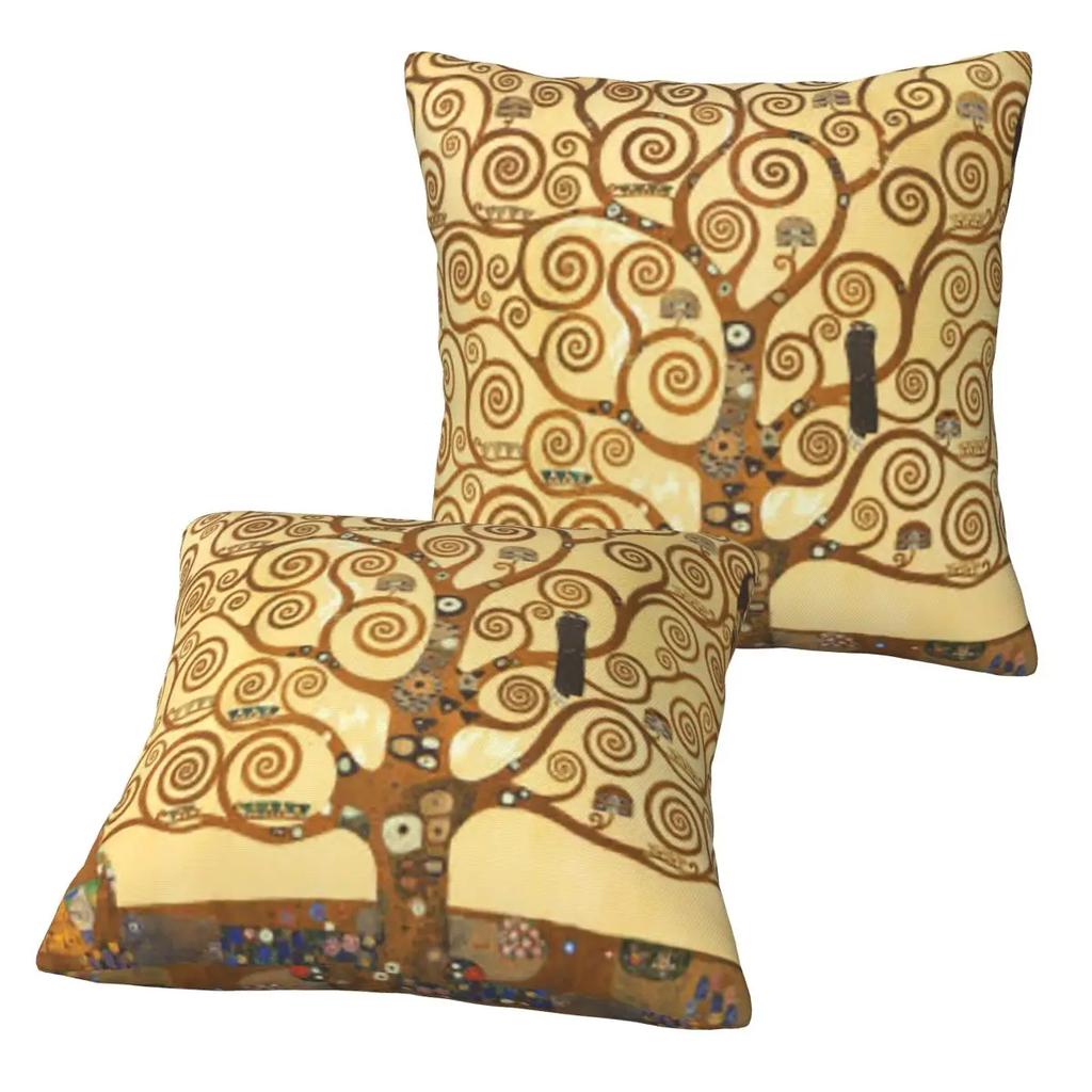 Tree Of Life Stoclet Frieze Gustav Klimt 2 Pcs Square Pillowcase Pillow Cover Cushion Throw Pillow For Home Bedroom
