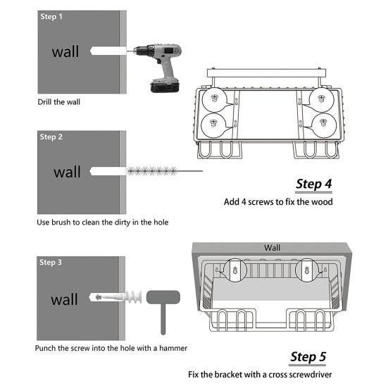 Wall Mount Ironing Board Hanger Storage Rack with Hooks Easy To Install Laundry Room Decor Organization with Storage Wood Base