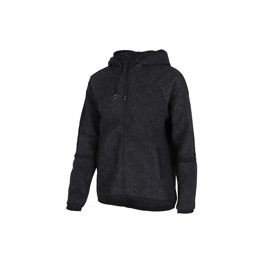 Nike Solid Color Hooded Zip-Up Drawstring Long Sleeve Sweatshirt Women Tops Black BV5267-010