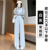 Women Modal Wide Leg Pants Summer High Waist Drawstring Straight Trousers 2 Length Options Loose Lazy Style Flowy Casual Pants