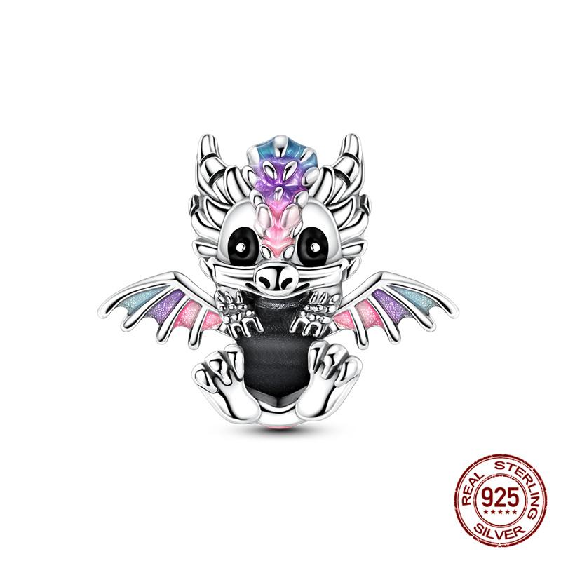 Original 100% 925 Silver Fire Dragon Beads Our Lady Of Cross Charms Fit 925 Bracelet DIY Jewelry Making Women's Gift