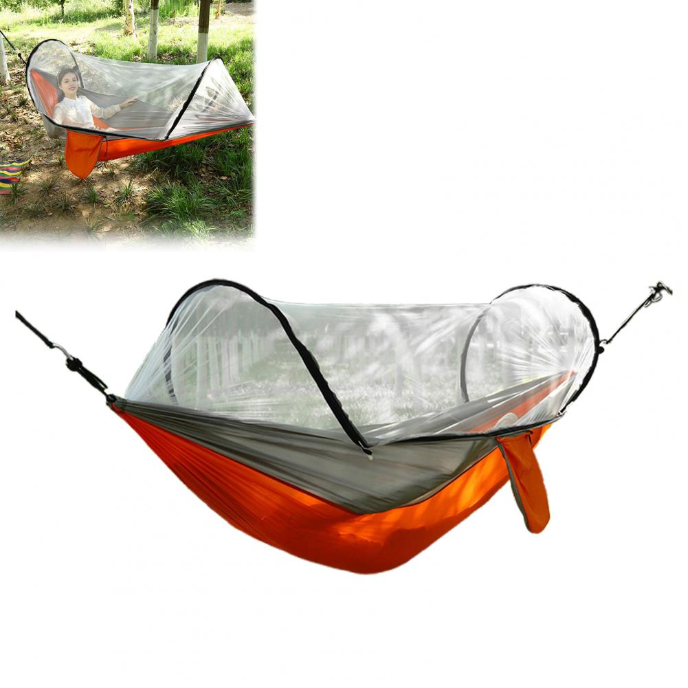 Camping Hammock With Mosquito Gnats Net Breathable Lightweight Portable Single Hammock With Tree Straps Indoor Outdoor Hammock