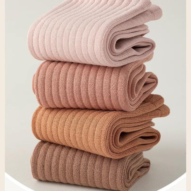 Women's Autumn/Winter Vertical Stripe Mid-Calf Socks - Trendy All-Match Pile Socks for Students and Sports