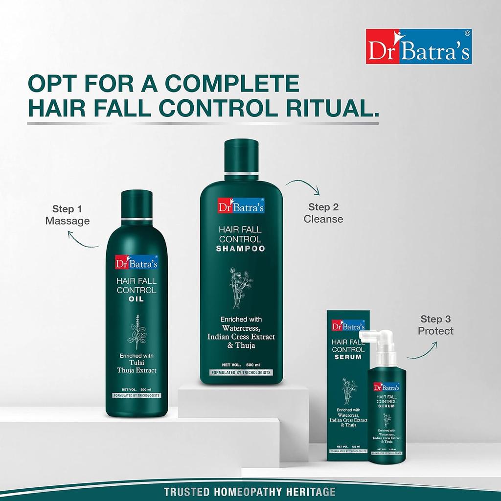 Dr Batra's Hair Fall Control Oil 200ml Pack of 1 for Healthier Scalp, Nourishment, Lightweight & Deep Cleansing