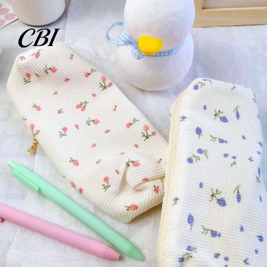 Girls Pencil Case Cute Floral Case, Mini Cotton Pouch for Pens Pencils Erasers, Lightweight Zipper Storage Bag Students, Kawaii Stationery Organizer