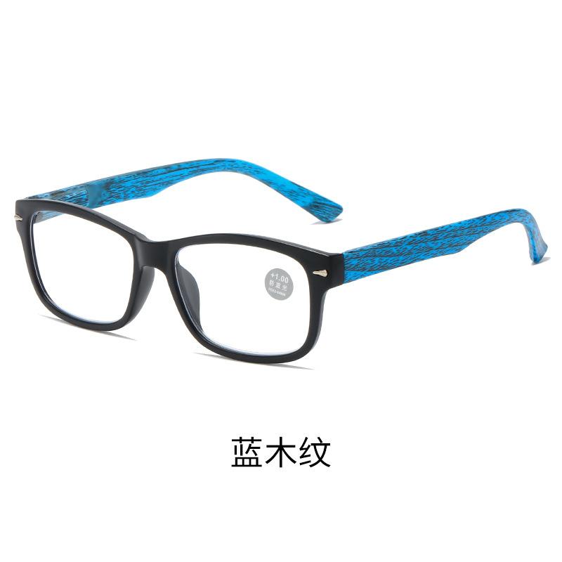Reading Glasses Fashion Anti-Blue Reading Glasses Retro Wood Grain Legs Spring Hinge Reading Glasses Women