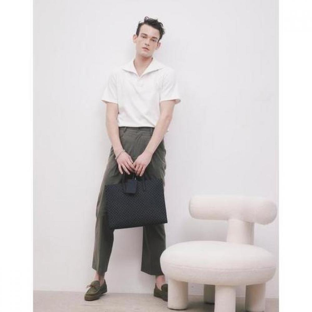 Daks Black Logo Pattern Leather Large Tote Bag Dbba4e601bk